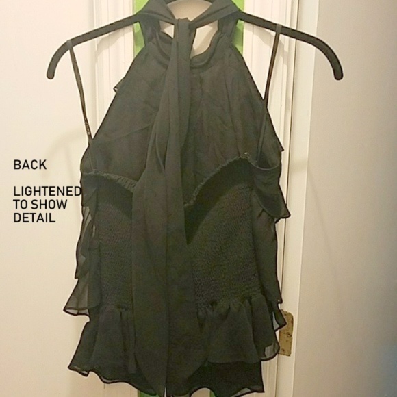 *SALE*  Rampage Black Tiered Ruffle Waterfall Halter Top~Chiffon-like - Picture 5 of 8